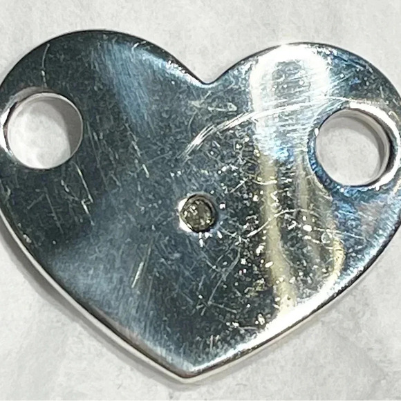 Sterling Silver Heart Connector Pendant, 925, Genuine 0.50-Ct Diamond, ~1” - Picture 3 of 7